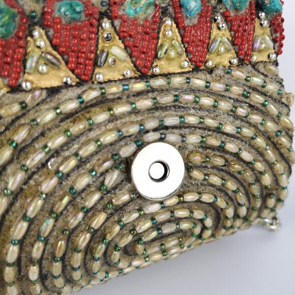 VTG Mary Frances Embellished Beaded Small Shoulder Bag Red Blue Green Silver - Picture 6 of 15